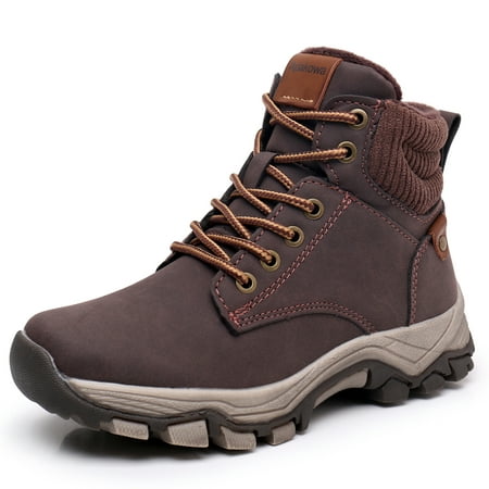 Image of Apakowa Kids Boys Chukka Boots Hiking Boots Lace-Up and Zipper Boots (Color : Darkbrown Size : 11.5 Little Kid)