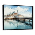 thumbnail image 2 of Designart "Coastal Dream House On The Horizon" Coastal Pier Floater Framed Wall Art Living Room, 2 of 5