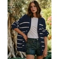 thumbnail image 2 of Women Oversized Cardigan Sweater 100% Cotton 2025 Fall Fashion V Neck Knit Button Front Casual Trendy Tops Navy Blue M, 2 of 7