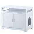 thumbnail image 5 of JERFIT White Cat Litter Box Enclosure Furniture with Hidden Power Outlet, 2-Door Cabinet Pet House, Side Table with Storage for Indoor Cats, 5 of 9