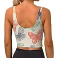 thumbnail image 3 of Haiem Butterfly Pattern Womens Sports Bra - U Neck Padded Low Impact Yoga Bra Workout Crop Top Gym Moisture-Wicking Workout Vest -, 3 of 9