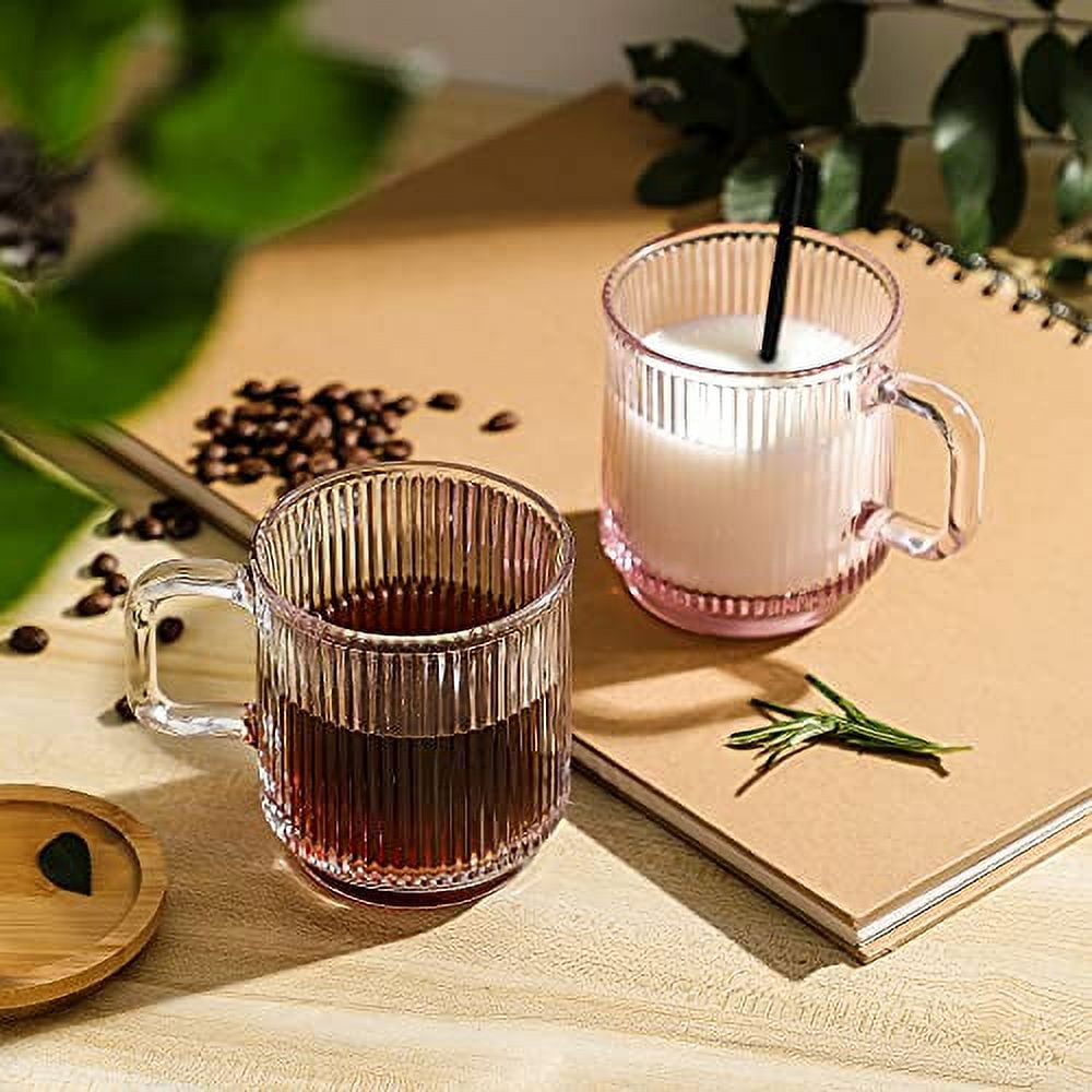 Lysenn Amber Glass Coffee Mug with Lid - Premium Classical Vertical Stripes  Glass Tea Cup - for |Lat…See more Lysenn Amber Glass Coffee Mug with Lid 