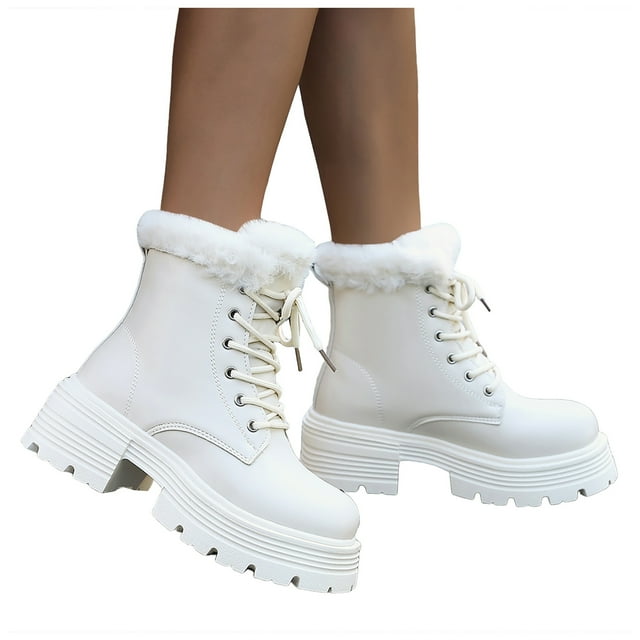 Bottes de Randonnée de Travail pour Femmes Imperméables Bottes d'Hiver pour la Neige à Lacets Chaudes Bottillons de Marche d'Extérieur