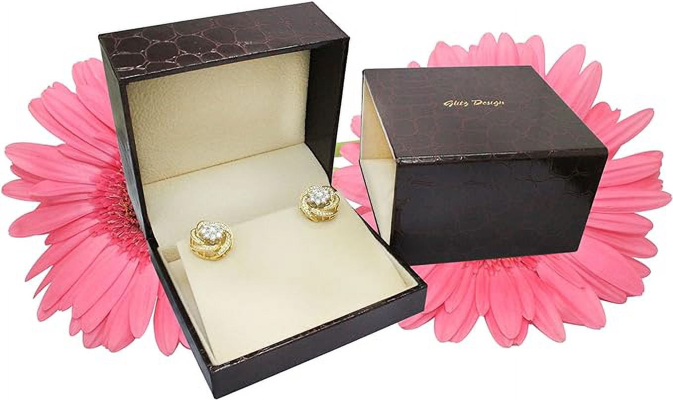 Tioneer 4mm Rose Gold Plated Sterling Silver 925 Dark Princess Square-Cut Solitaire Style Cubic Zirconia Earring Stud For Men And Women | Includes a Tioneer Marked Jewelry Box