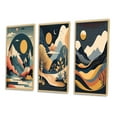 thumbnail image 3 of Designart "Yellow Graphic Moon Over Mountain Peaks II" Landscape Mountains Framed Wall Art Set Of 3 - Yellow Mountains Frame Canvas Set For Living Room Decor, 3 of 6
