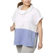 Calvin Klein Performance Women's Plus Size Colorblocked Cowl-Neck Sleeveless Top, White, Size 2X