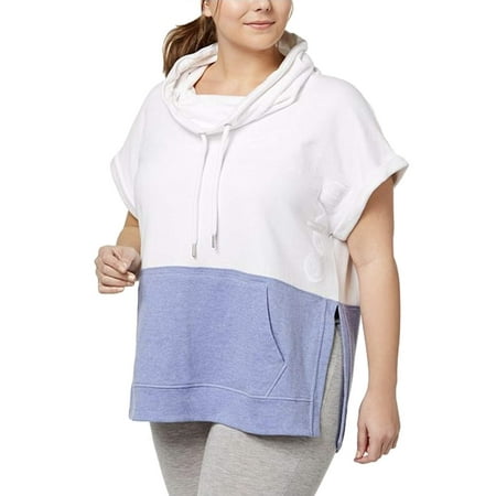 Calvin Klein Performance Women's Plus Size Colorblocked Cowl-Neck Sleeveless Top, White, Size 2X