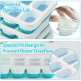 thumbnail image 4 of ZHAOCHENG bandejas flexibles de silicona de fácil liberación y 14 cubitos de hielo con tapa extraíble resistente a derrames, para cócteles, congelador, bandejas de hielo apilables con cubiertas (azul, 4 of 5