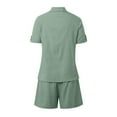 thumbnail image 7 of MNCEKFOD Womens Jeans Shorts 2Pcs Casual Short Sets Short Sleeve Button Down Lapel Shirt with Lounge Short Pants Green XL, 7 of 7