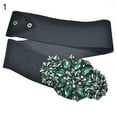 thumbnail image 2 of Eosunjian Women Colorful Rhinestone Flower Waist Belt Elastic Wide Waistband Dress Decor Green, 2 of 12