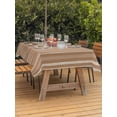 thumbnail image 2 of Outdoor Tablecloth with Umbrella Hole & Zipper, Brown Striped Rectangle Tablecloth 60x84 Inch, Farmhouse Stripes Modern Vintage Patio Table Cover Waterproof Table Cloth for Picnic/Party, 2 of 7