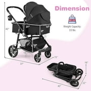 Babyjoy 2 in 1 Foldable Baby Stroller Kids Travel Newborn Infant Buggy Pushchair 22 lbs Black