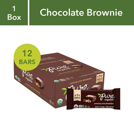 Chocolate Brownie Bar, Gluten-Free, Certified Organic, Non-GMO, Vegan,  Kosher, Plant Based Whole Food Nutrition Bar, 1.7 ounce (Pack of 12) ( Pack May Vary ) Pure Organic - 1.7 Ounce (12