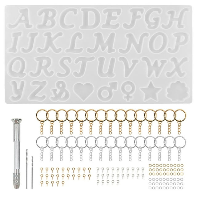 Moldes de resina con letras del alfabeto, antiadherentes, fáciles de limpiar, para hacer joyas y llaveros. Equipo estándar