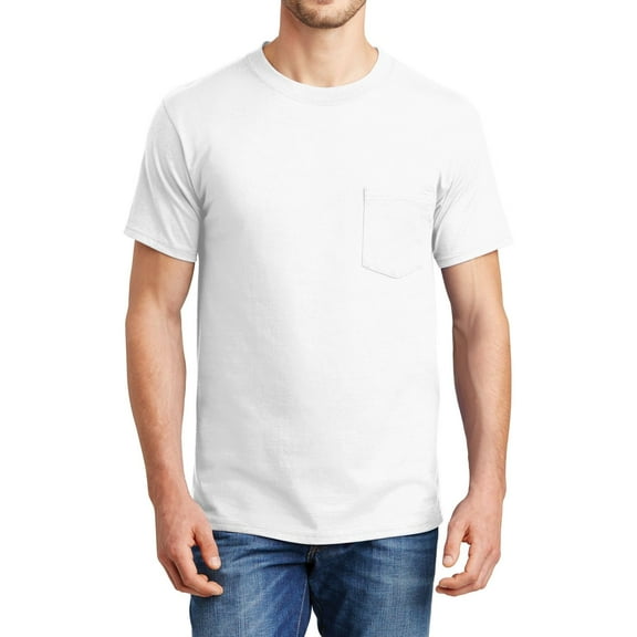 JustBlanks Beefy Pocket T Shirt Five Point Left Chest Pocket Shoulder to Shoulder Taping Pre Shrunk