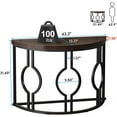 Half Moon Console Table for Entryway, 43 Inch Industrial Semi Circle