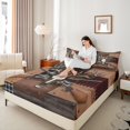 thumbnail image 4 of Homewish Female Men Western Bull Skull Full Size Sheets 4-Piece,Animal Hunting Breathable Bed Sheets,Abstract Geometric Plaid Lightweight Sheet Sets,Super Cozy Room Decor, 4 of 7