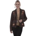 thumbnail image 1 of Scully L760-429-XS Leather Blazer Floral Embroidered Jacket, Brown - Extra Small, 1 of 1