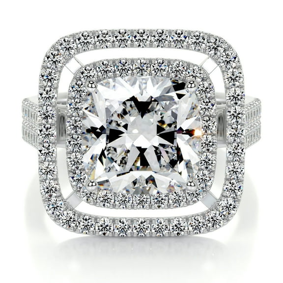 Spot Jewel Beautiful 2.2 Ct Cushion Cut Diamond Bridal Set - Lab-Created Simulated Diamond Engagement Ring 14K White Gold Plated - Elegant Women's Jewelry - Perfect Gift for Anniversaries and More