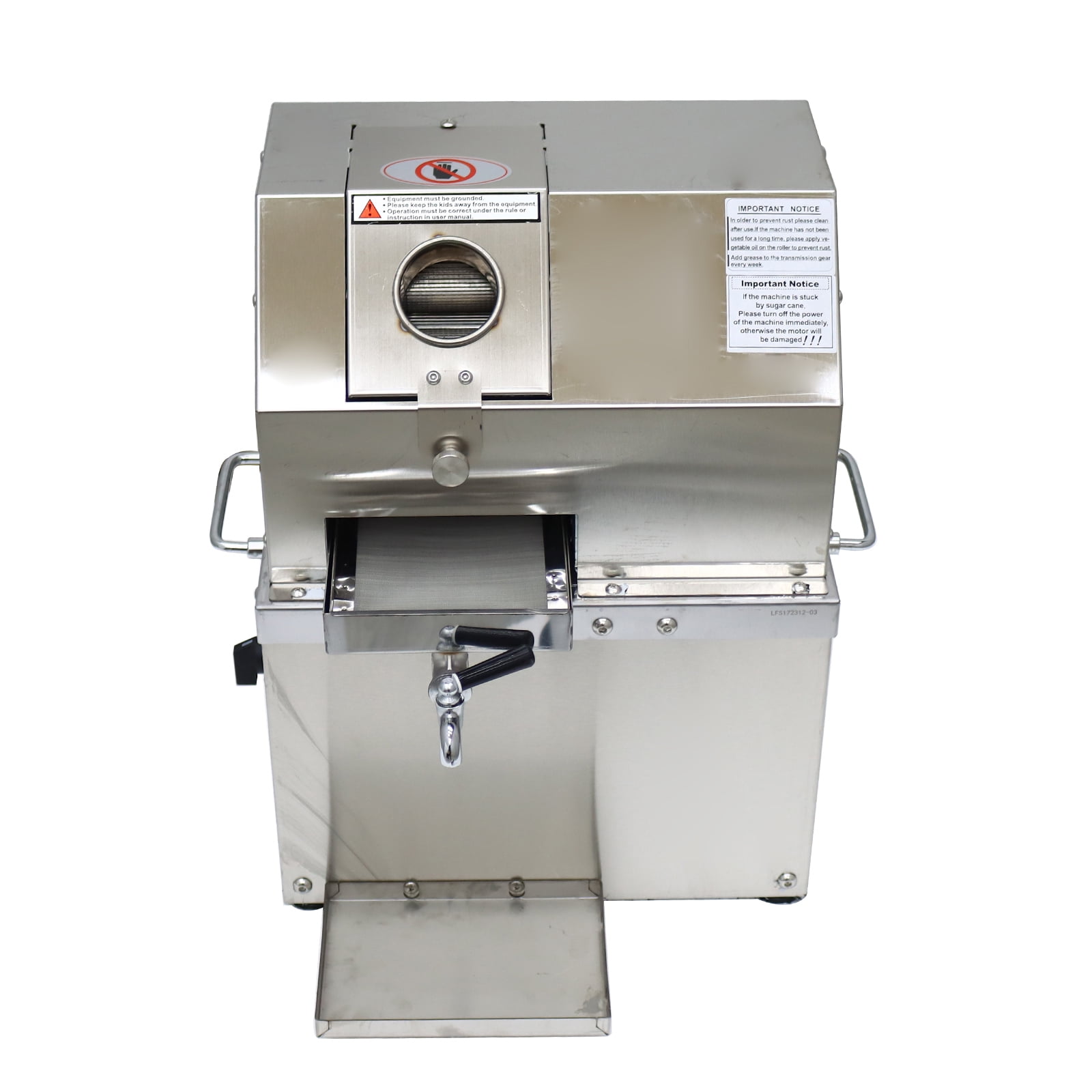 Techtongda Electric Sugarcane Juice Extractor Sugar Cane Press Juicer Machine Cane Crusher Squeezer with 3 Rollers
