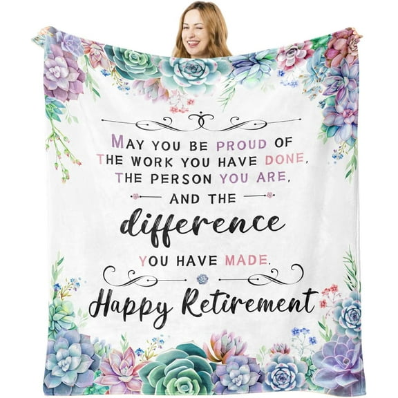 Retirement Blanket for Women Men Teacher Happy Retirement Gifts Flannel Throw Blanket 60"*50"
