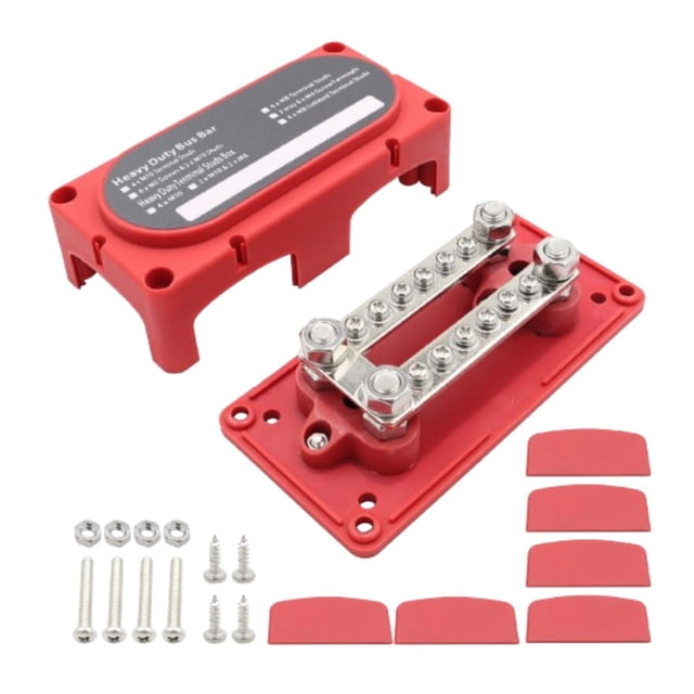 Bloque de distribución de energía de barra colectora, fácil instalación, bloque de conexión, 48 V, 150 A, M10 Rojo