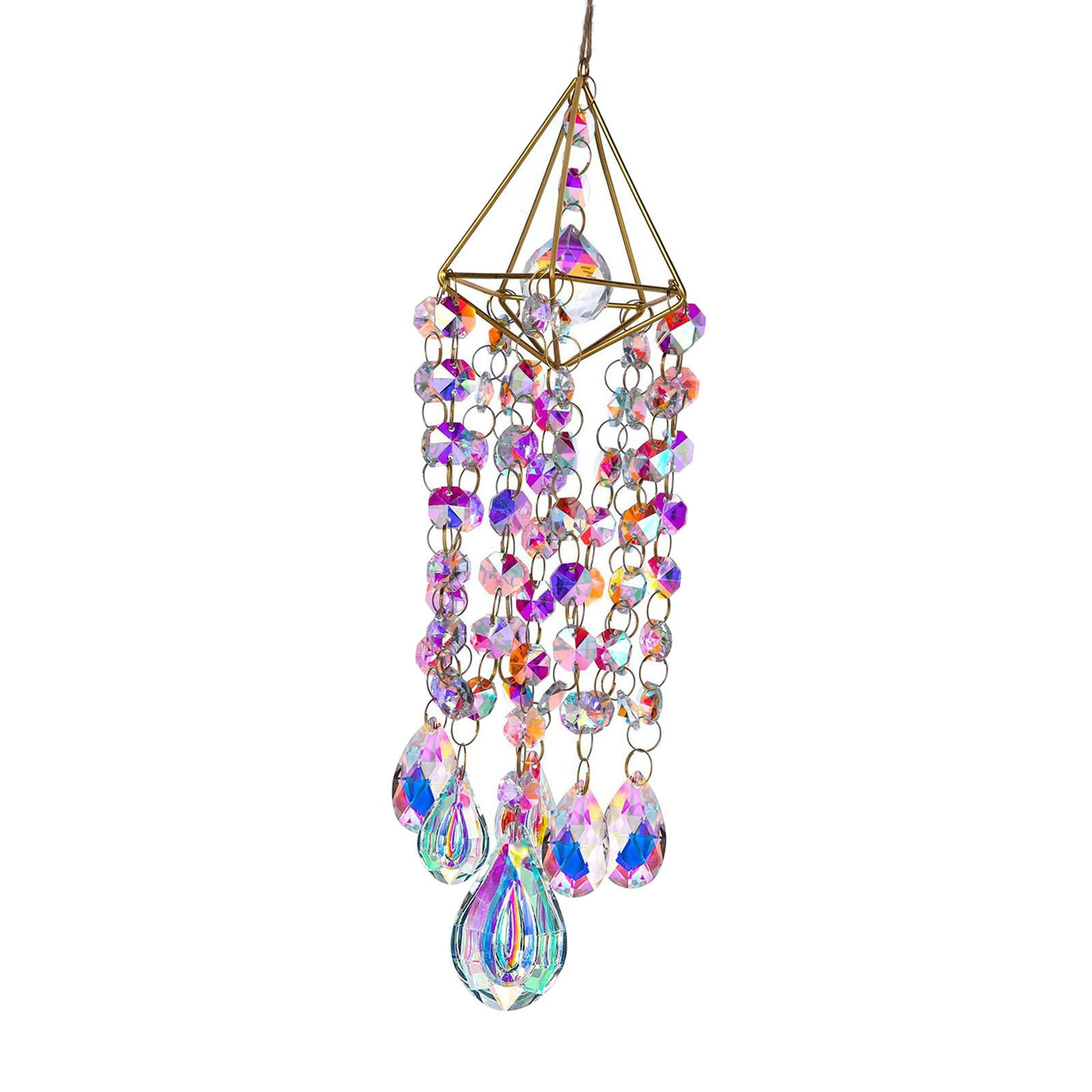 Glass Chandelier Wind Chimes Suncatcher Handcrafted Lightweight Ornament for Home Yard Birthday Gift