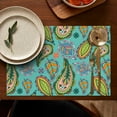 thumbnail image 4 of Colorful Boho Paisley Placemats Set of 6, Flax Linen Table Mats Featuring Heat Resistant Wrinkle Free Finish with Vintage Floral and Artistic Mandala Design, 4 of 5