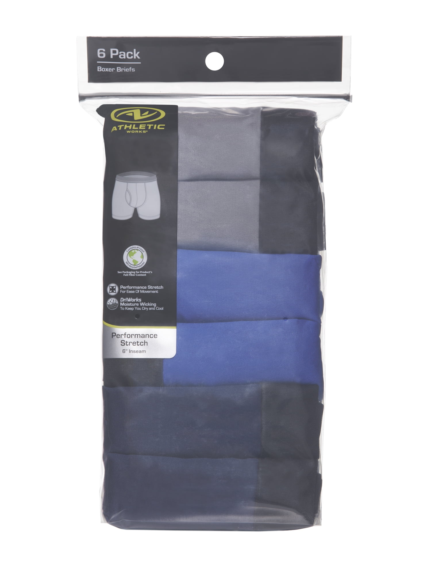Athletic Works Men's Pro Form Boxer Brief, 6 Pack