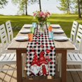thumbnail image 4 of Table Runners 70 Inches Long Dress Scarves, Valentine's Day Farmhouse Coffee/Dining/Kitchen Table Decor, Holiday Table Runner, Red Gnomes Love Balloon Black White Plaid 13x70 Inch, 4 of 9