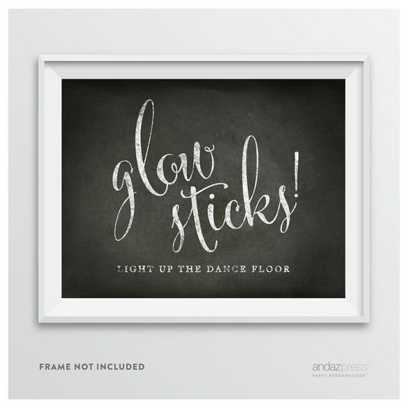 Glow Sticks, Light Up The Dance Floor Vintage Chalkboard Wedding Party Signs