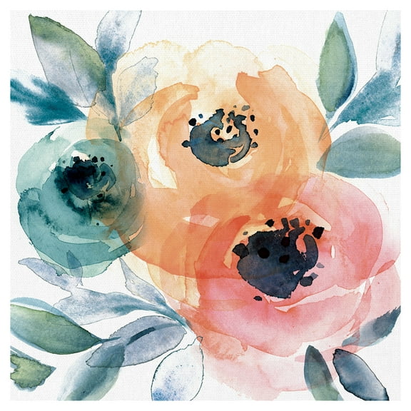 Winter Roses Colorful Watercolor by Willowbrook Art Print