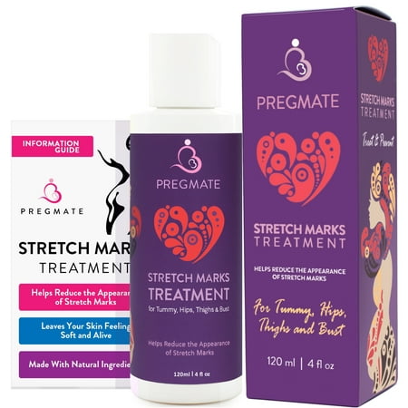 PREGMATE Stretch Mark Treatment Cream with Natural Ingredients Peptides Vitamin C Hyaluronic Acid Best for Pregnancy (4 fl oz / 120