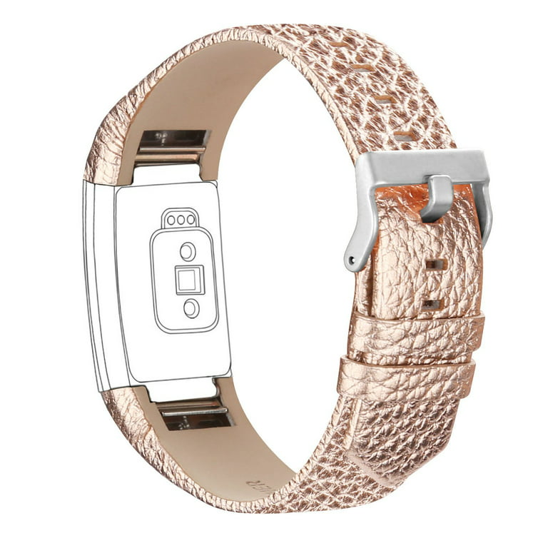 iGK Fitbit Charge 2 Leather Adjustable Sport Strap Band for Fitbit Charge 2 Wristband Rose Gold -