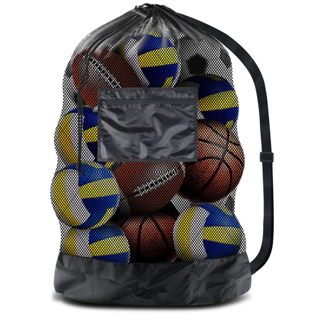 BROTOU Bolsa de pelota deportiva extra grande, bolsa de malla para pelotas de fútbol, bolsas con cordón resistentes, trabajo en equipo para sostener baloncesto, voleibol, béisbol, equipo de natación