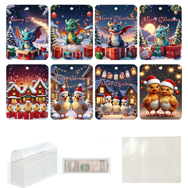 Monedero de madera original de 8 piezas, monedero navideño con colgante para decoración del hogar.