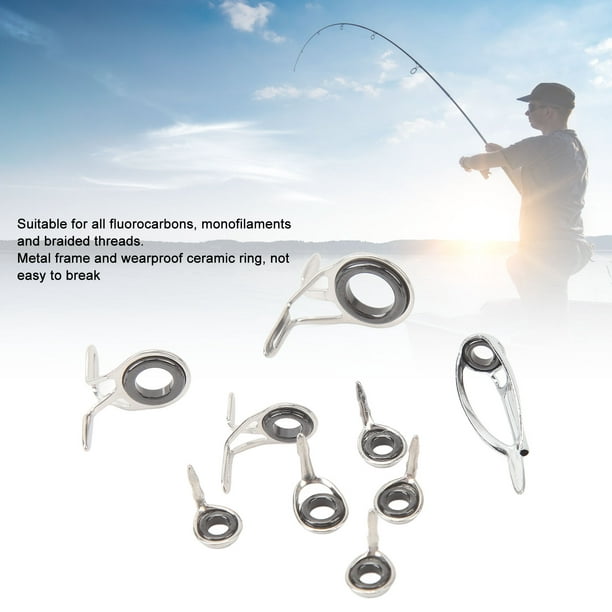 9 PCS Fishing Rod Tips Repair Kit Universal Ceramic Fishing Pole Guides  Eyelets Repair Kit For Fishing