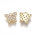 thumbnail image 2 of Brass Micro Pave Cubic Zirconia Charms Nickel Free Real 18K Gold Plated Butterfly Clear 6x6x2mm Hole: 0.9mm, 2 of 2