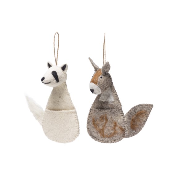 De Kulture Works Premium Wool Felt Bedger Squirrel Stocking Eco Friendly Needle Felted Stuffed Ornament