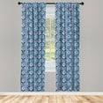 thumbnail image 2 of Ambesonne Snowflake Curtains, Winter Xmas Rounds Grunge, Pair of 28"x84", Indigo Blue and Seafoam, 2 of 4