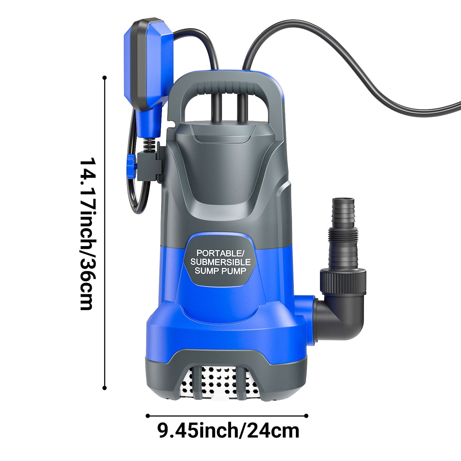 Sump Pump Submersible Water Pump 1HP 3700GPH with Float Switch Portable Water Transfer Pump Electric for Pool Draining Hot Tub Basement Utility Pumps