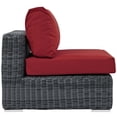 thumbnail image 3 of Modway Summon Aluminum and Rattan Patio Armless Sofa Chair in Canvas/Red, 3 of 3