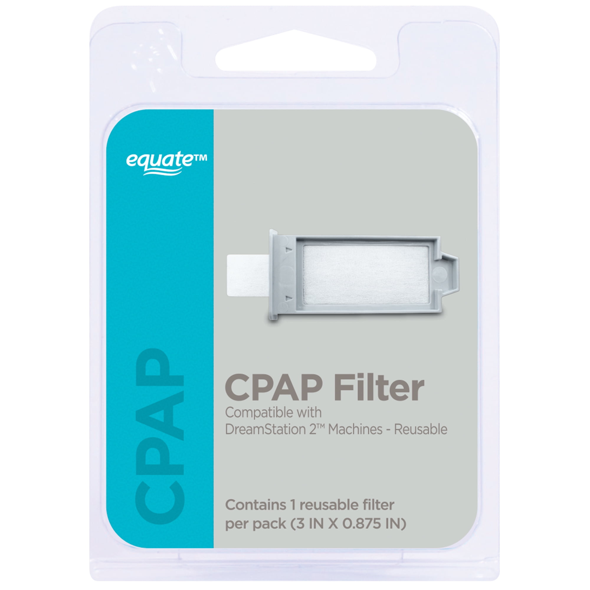 (2 pack) Equate CPAP Filters for Dreamstation 2™  - Reusable, Measuring 3 in x 0.875 in, 1 Count