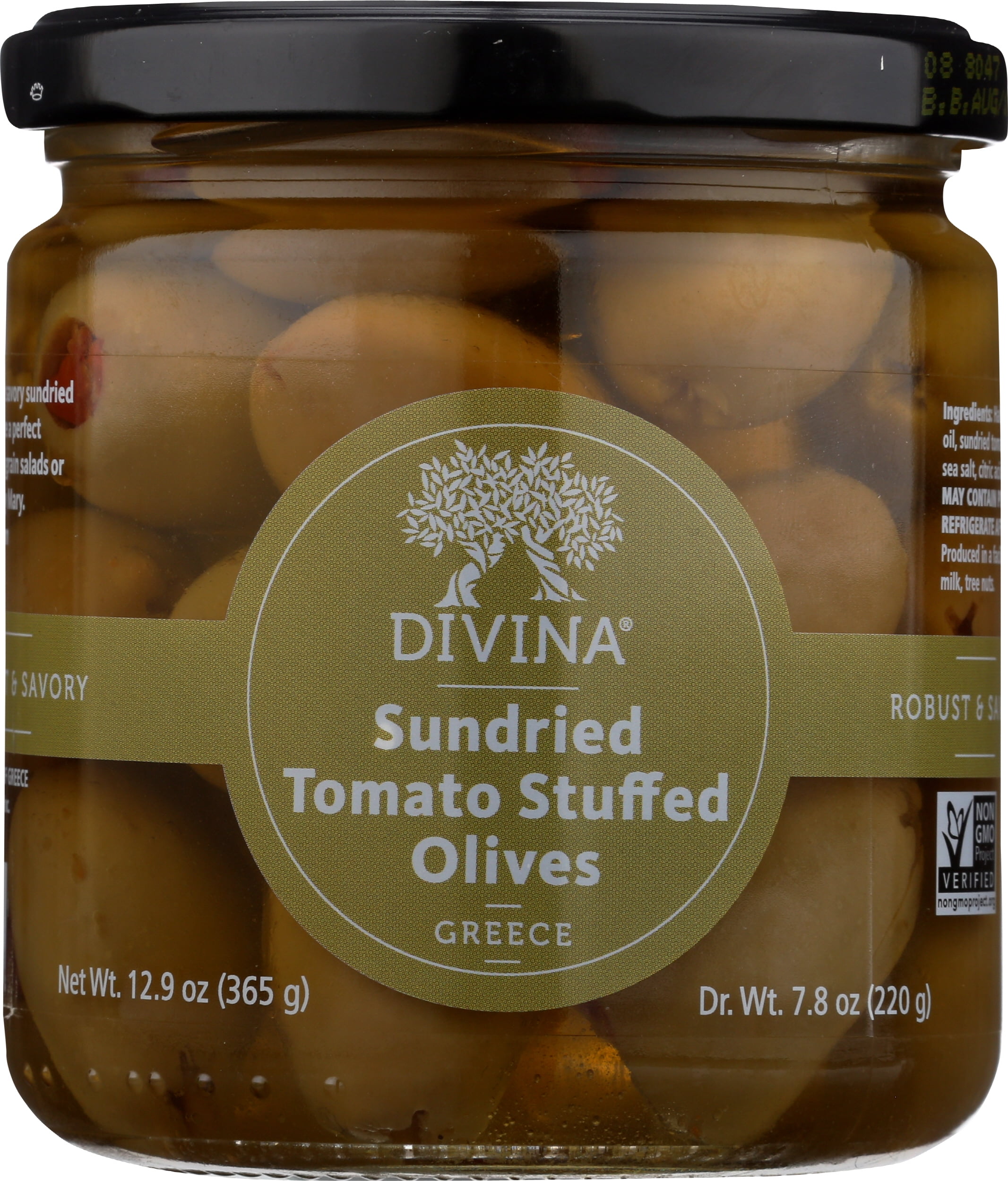 Pack of 6, Divina Sundried Tomato Stuffed Olives, 12.9 oz