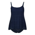 thumbnail image 5 of Zanvin Bathing Suit for Women, Tummy Control Tankini Bathing Suits, Women's Two Piece Set Lace Swimsuits Solid Tummy Control Swimwear Beachwear, Dark Blue, XL, 5 of 7