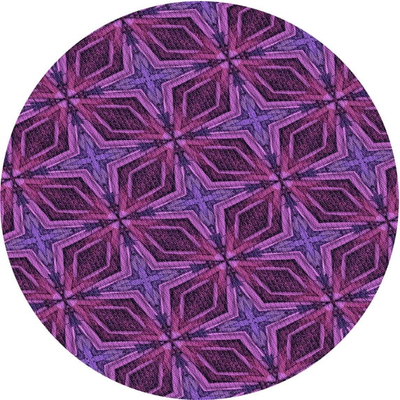 Ahgly Company Machine Washable Indoor Round Transitional Purple Area Rugs, 6' Round