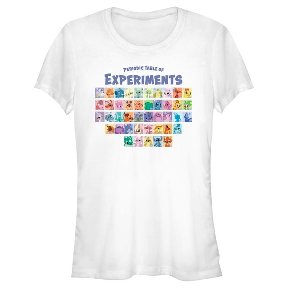 Junior's Lilo & Stitch Periodic Table of Experiments Graphic Tee White Small