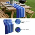 thumbnail image 5 of Blue Striped Table Runner - 90 Inch Long, Kitchen Dining Table Runner Dresser Scarves, Modern Abstract Art Wave Moire Gradient Farmhouse Decor for Coffee Tables Wedding Party Banquet, 5 of 8