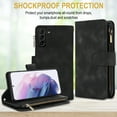 thumbnail image 4 of Allytechgroup Premium Wallet Phone Case for Samsung Galaxy S21 FE, Zipper Pocket Kickstand Crossbody Shoulder Strap Hand Wrist RFID Blocking Shockproof Protective Case for Women Men, Black, 4 of 6