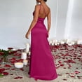 thumbnail image 5 of Laqbezok Women's Sexy One Shoulder Satin Maxi Dress, Sleeveless Backless Ruched Bodycon Gown, Elegant High Split Party Outfit for Cocktail Wedding Guest, 5 of 5